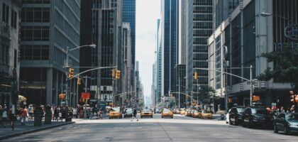 City street and navigation context representing local private investigator search intent